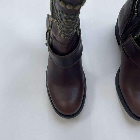 Guess Women’s Esperanza Western Studded Leather Boots In Brown Size 5.5 - Picture 9 of 16